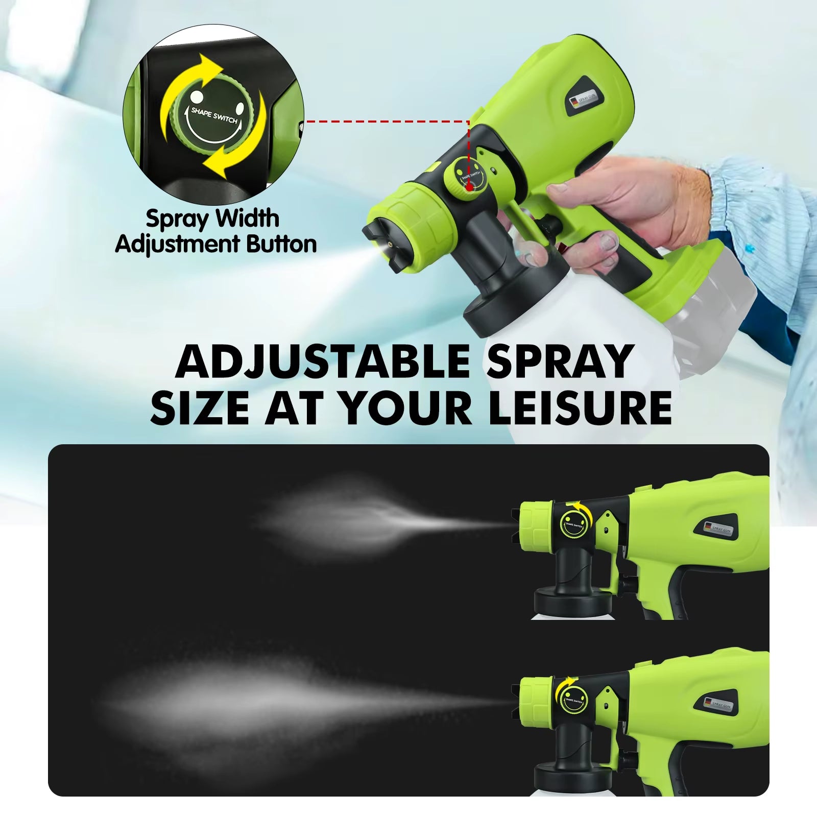 1000ML Electric Spray Gun Cordless Paint Sprayer HVLP Auto Furniture Steel Coating Airbrush for Ryobi 18V Battery (No Battery)