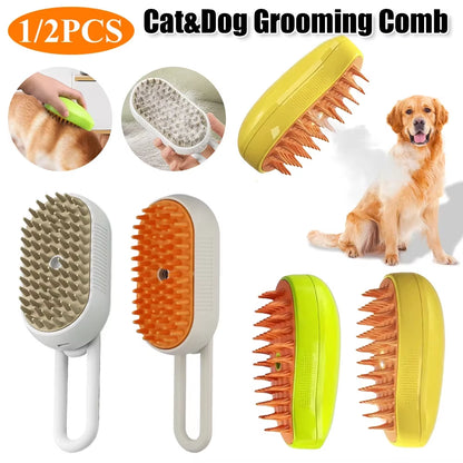 Steamy Cat Brush 3 in 1 Electric Anti-Splashing Cat Brush with Steam Spray for Massage Pet Grooming Comb Hair Removal Combs