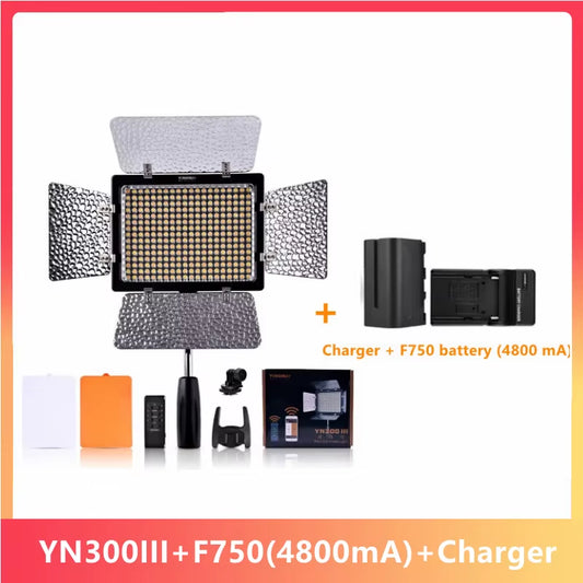 YN300 III Yn300Lil 3200K-5500K CRI95 Camera Photo LED Video Light Photography Lights with NP-F550 Battery & Charger