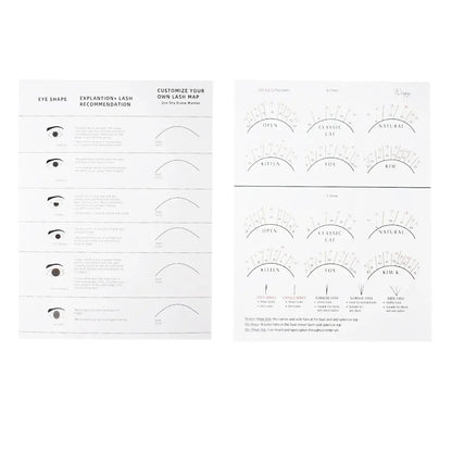 Beginner Lash Map Chart Wispy Lashes Pratice Chart Eye Shape Sponges Reusable Lash Extension Practice Lash Mapping Makeup