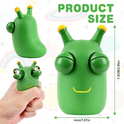 Green Bug Squeeze Toy Grass Eyes Popping Out Toy Sensory Fidget Toy Eyeball Bouncing Toy Slug Pop-It Toys for Toddler Kids Adult