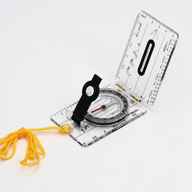 Folding Compass Multifunctional Outdoor Mini Compass Map Scale Ruler Waterproof Hiking Camping Survival Guiding Tool Wholesale