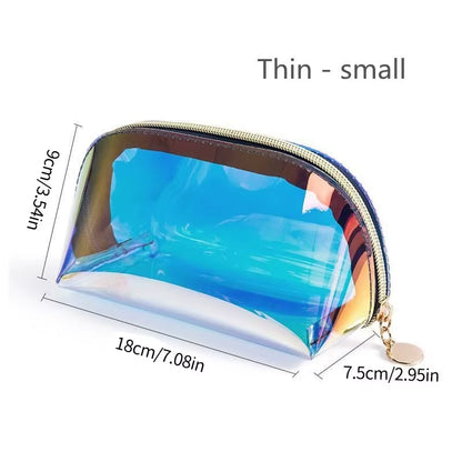 Laser Cosmetic Bag Cosmetic Semicircle Travel Storage Bag Portable Dumpling Shaped Transparent Toiletry Bag