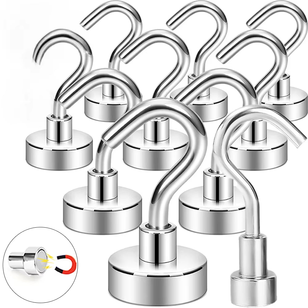 Magnet Ring Keys Hook 1/5/10Pcs Bathroom Magnetic Hooks Kitchen Wall Hanging Metal Strong Magnet Storage Organization Garden