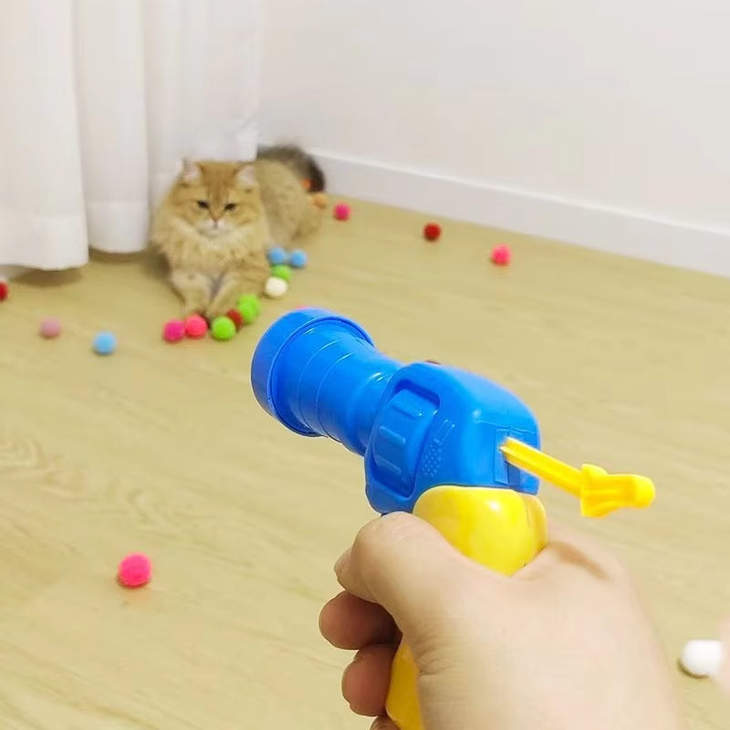 Interactive Launch Training Cat Toys Creative Kittens Mini Pompoms Games Stretch Plush Ball Toys Cat Puppy Toys Supplies