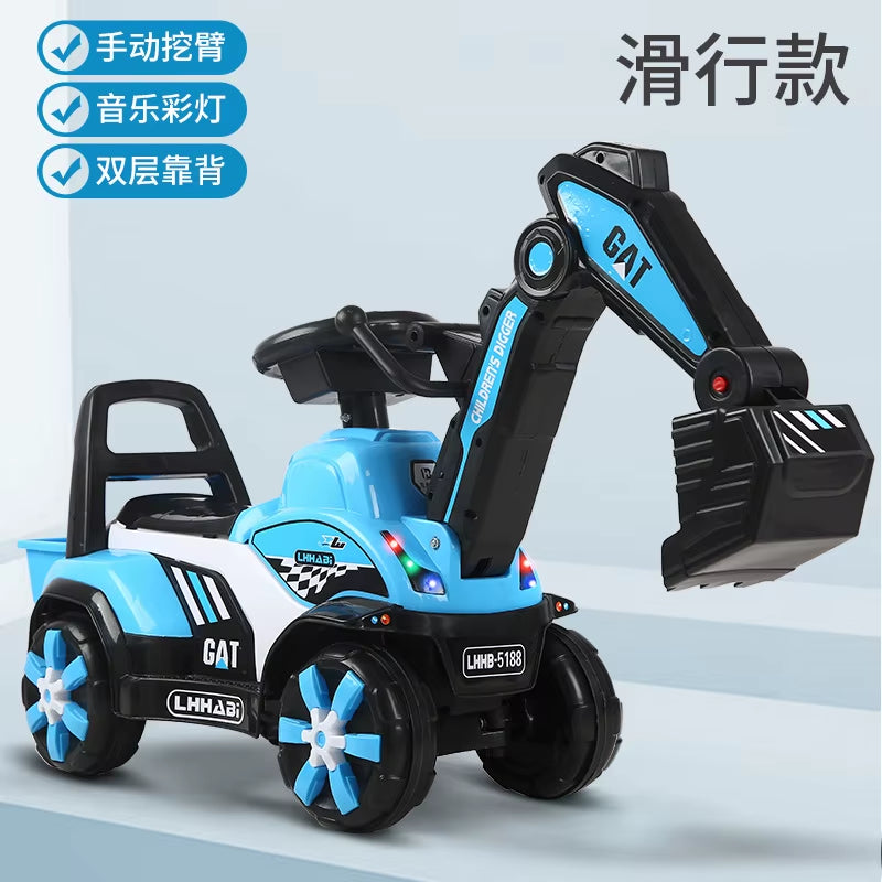 Lazychild 2023 Children Excavator Digging Can Sit to Ride Roller Coasters Large Music Baby Truck Excavator Toys 1 to 3 Y