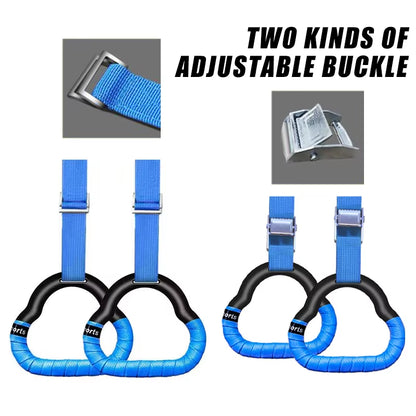 Gymnastics Rings Kid Horizontal Bar Indoor Non-Slip Gym Toy Rings with Swing Adjustable Straps Pull-Up Workout Fitness Equipment