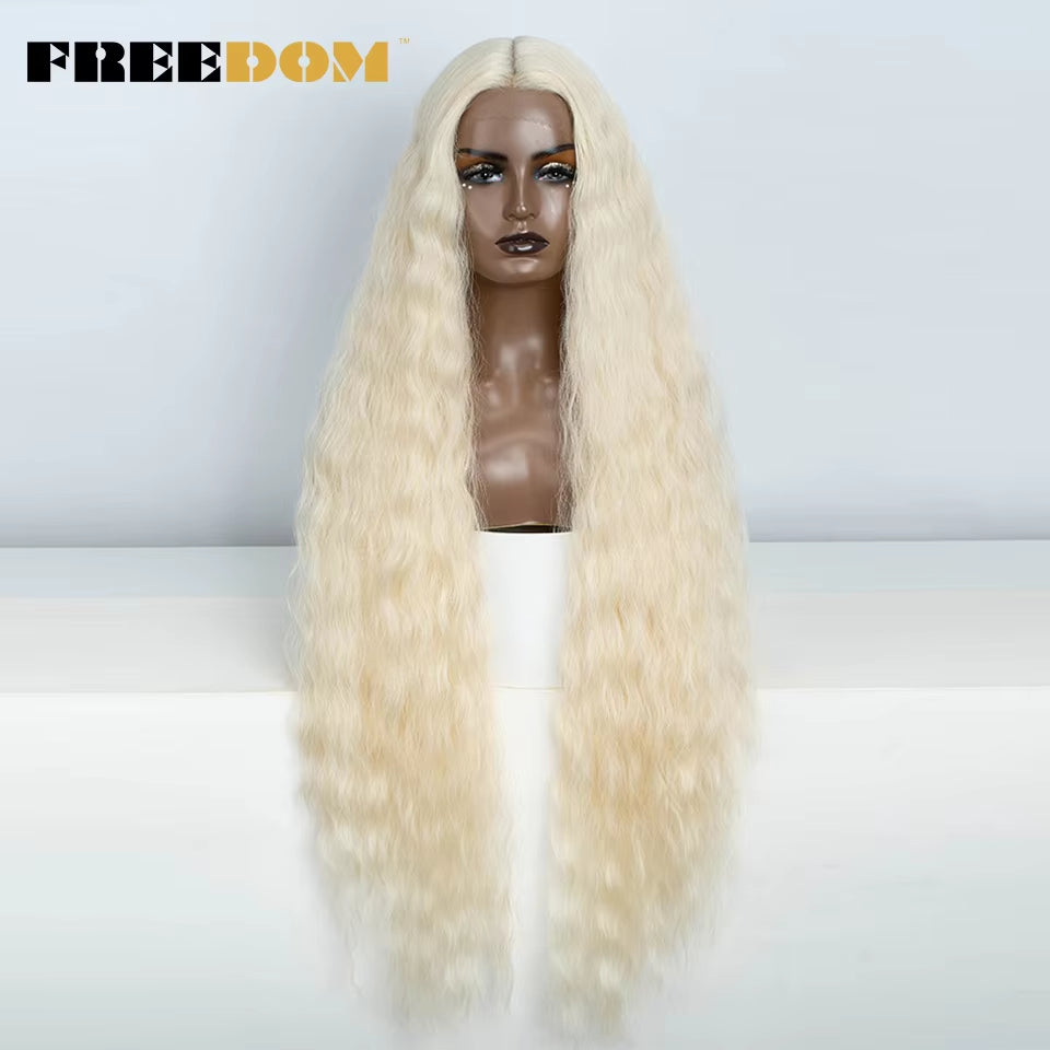 Synthetic Lace Front Wigs for Black Women 40 Inch Long Cosplay Wig Curly Lace Wigs Ombre Highlight Ginger White Pink Wig