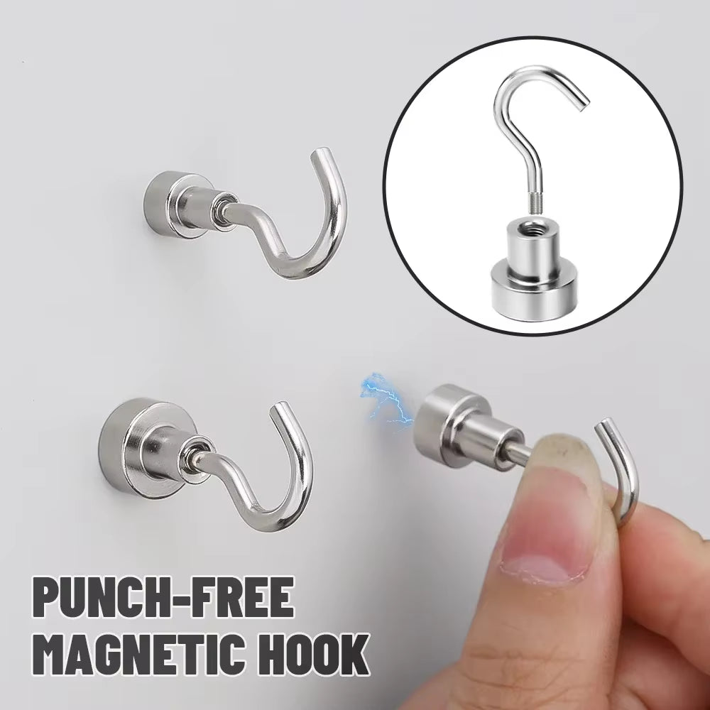 Magnet Ring Keys Hook 1/5/10Pcs Bathroom Magnetic Hooks Kitchen Wall Hanging Metal Strong Magnet Storage Organization Garden