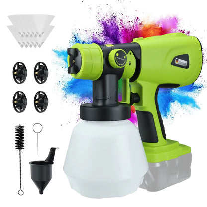 1000ML Electric Spray Gun Cordless Paint Sprayer HVLP Auto Furniture Steel Coating Airbrush for Ryobi 18V Battery (No Battery)