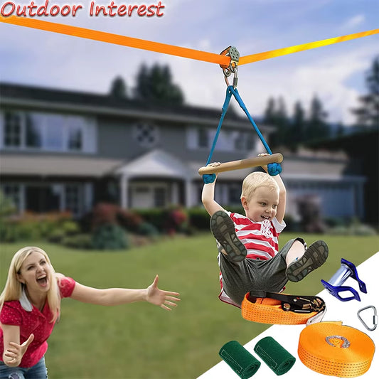 Slackline Pulley 50FT Zipline Accessory for Ninja Warrior Obstacle Course for Kids Backyard Outdoor Toys Gift Playset Jungle Gym