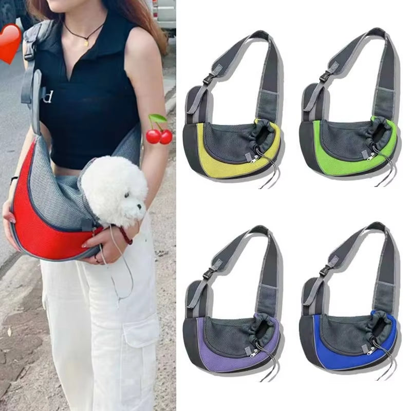 Portable Pet Front Bag Dog Backpack Mesh Breathable Pet Shoulder Bag Outgdoor Travel Puppy Carrier Slings Handbag Tote Pouch