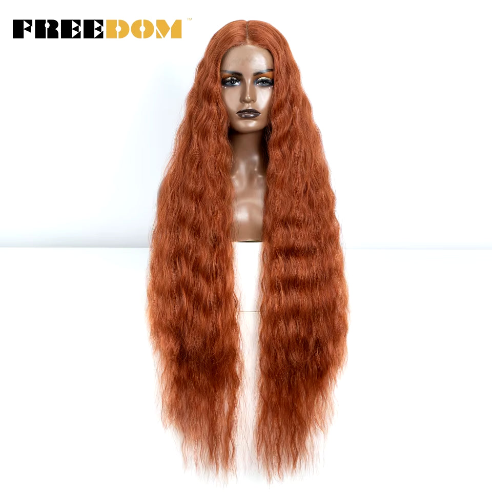 Synthetic Lace Front Wigs for Black Women 40 Inch Long Cosplay Wig Curly Lace Wigs Ombre Highlight Ginger White Pink Wig