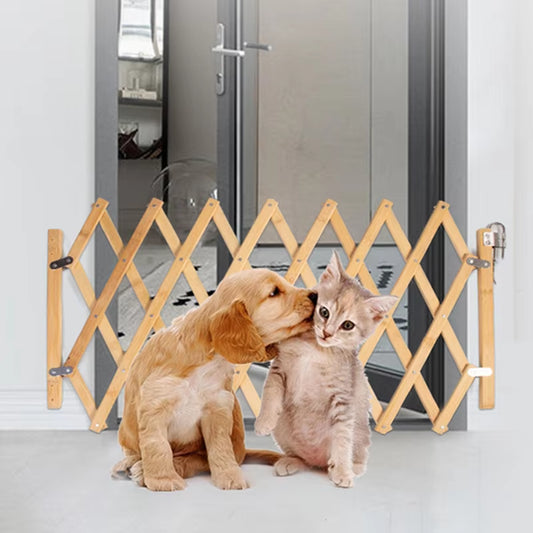 Dog Wood Sliding Gate Wooden Expandable Gate Child Stair Safety Wooden Gate Retractable Wooden Fence