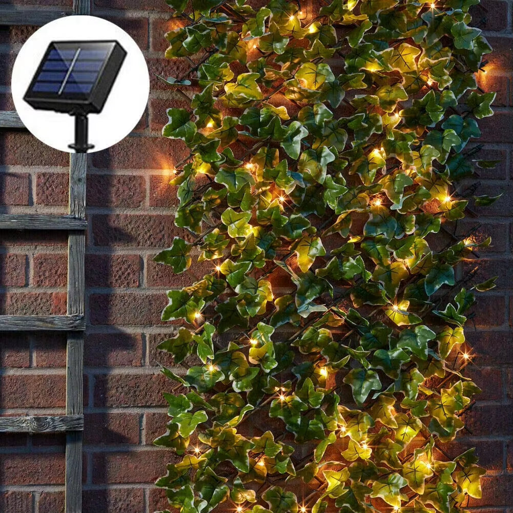 Solar String Light Artificial Leaf Flower Light Garland Christmas Decoration Outdoor Room Curtain Lamp for Wedding Party Garden