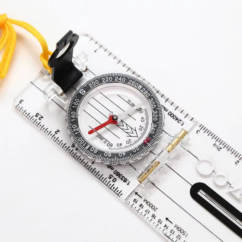 Folding Compass Multifunctional Outdoor Mini Compass Map Scale Ruler Waterproof Hiking Camping Survival Guiding Tool Wholesale