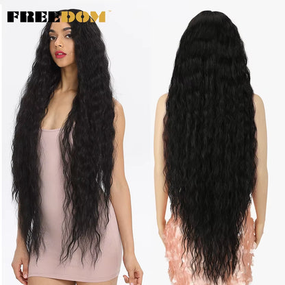 Synthetic Lace Front Wigs for Black Women 40 Inch Long Cosplay Wig Curly Lace Wigs Ombre Highlight Ginger White Pink Wig