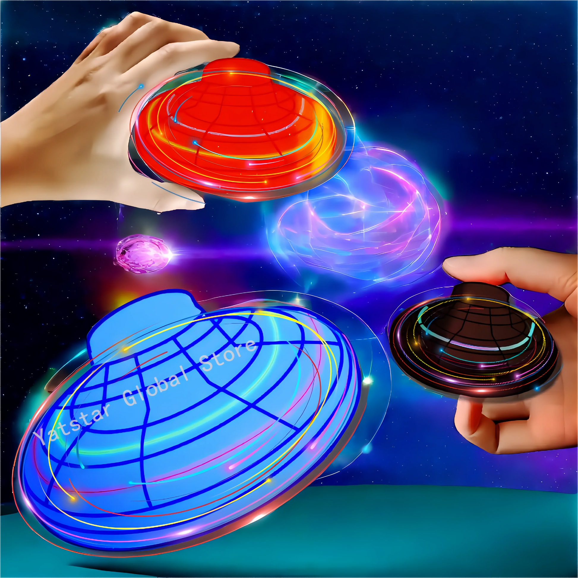 Flying Helicopter Spinner Fingertip Upgrade Magic Flight Gyro Fly Orb Hover Ball Mini Dron Aircraft Toys LED Type Toy Kids Gifts