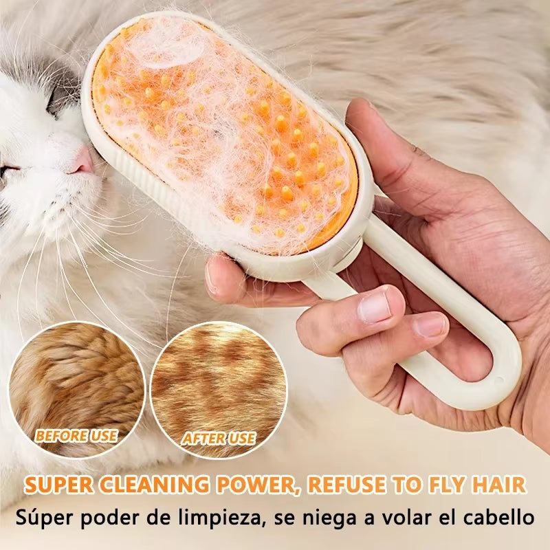 Steamy Cat Brush 3 in 1 Electric Anti-Splashing Cat Brush with Steam Spray for Massage Pet Grooming Comb Hair Removal Combs