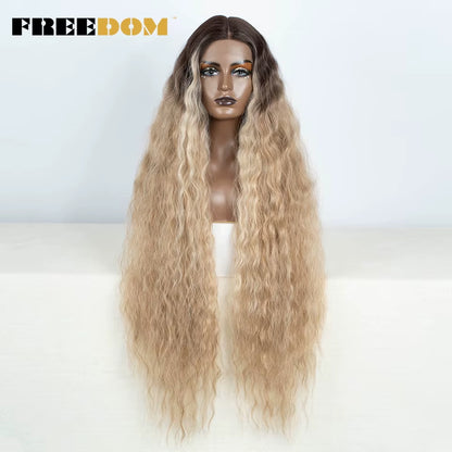 Synthetic Lace Front Wigs for Black Women 40 Inch Long Cosplay Wig Curly Lace Wigs Ombre Highlight Ginger White Pink Wig