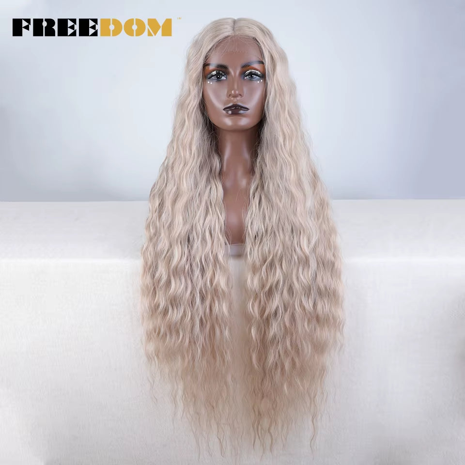 Synthetic Lace Front Wigs for Black Women 40 Inch Long Cosplay Wig Curly Lace Wigs Ombre Highlight Ginger White Pink Wig