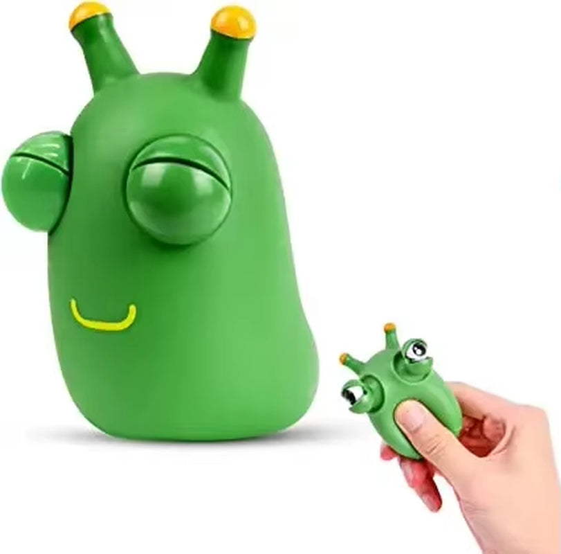 Green Bug Squeeze Toy Grass Eyes Popping Out Toy Sensory Fidget Toy Eyeball Bouncing Toy Slug Pop-It Toys for Toddler Kids Adult