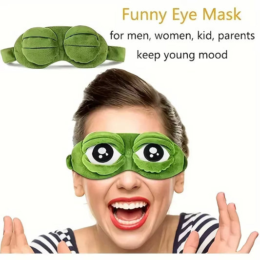 3D Sad Frog Sleep Mask Natural Sleeping Eyeshade Cover Shade Eye Patch Women Men Soft Portable Blindfold Travel Eyepatch