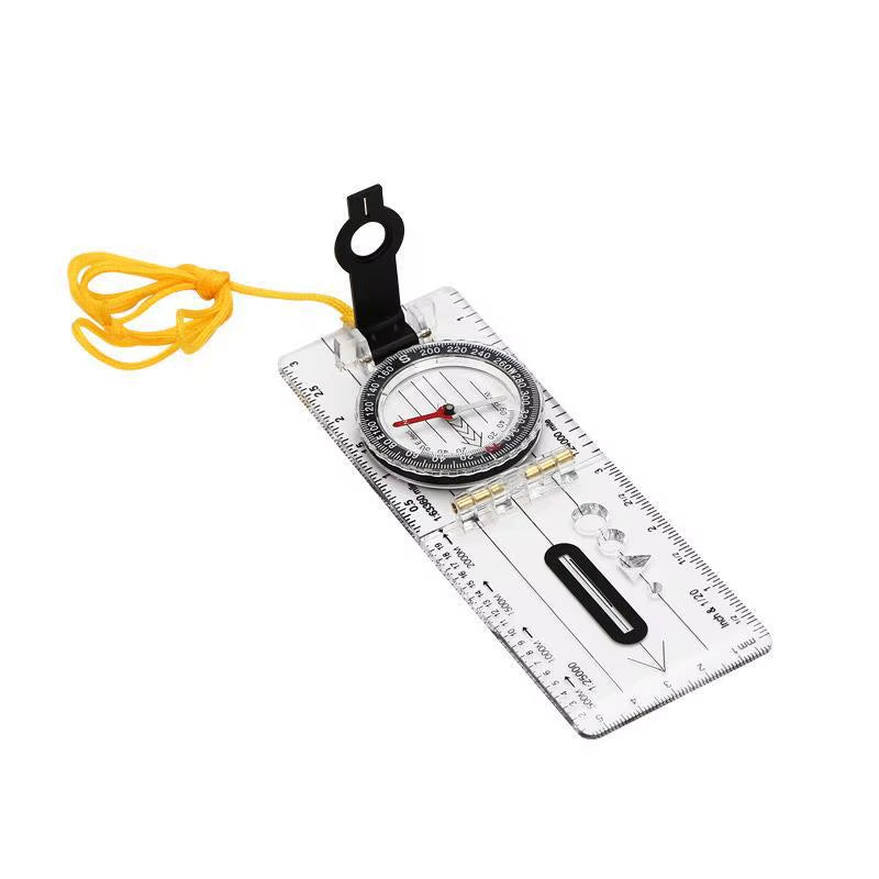 Folding Compass Multifunctional Outdoor Mini Compass Map Scale Ruler Waterproof Hiking Camping Survival Guiding Tool Wholesale