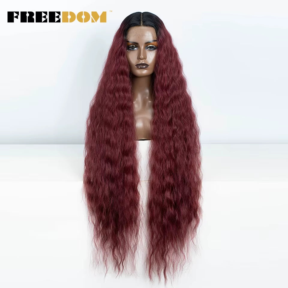 Synthetic Lace Front Wigs for Black Women 40 Inch Long Cosplay Wig Curly Lace Wigs Ombre Highlight Ginger White Pink Wig